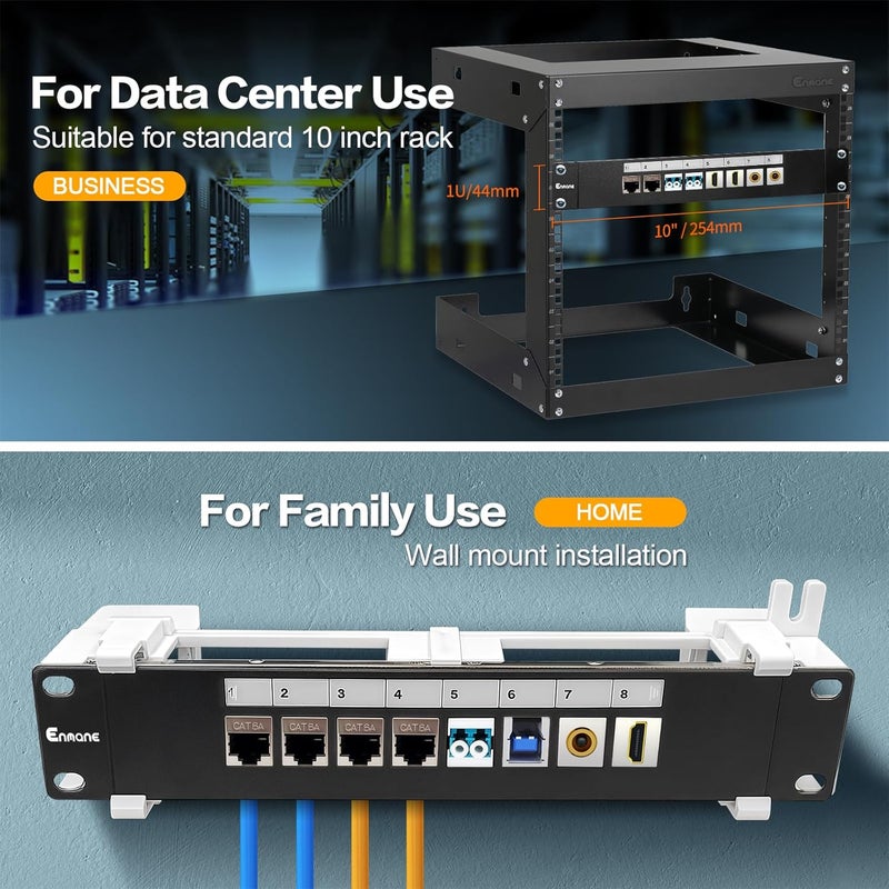 Enmane 8 Port Blank Keystone Patch Panel Wall Mount 10inch with 89D Bracket Ethernet Patch Panel (Blank) - Image 5